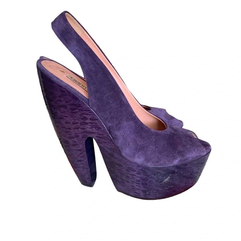 GIANMARCO LORENZI PURPLE SUEDE PLATFORM WEDGE
